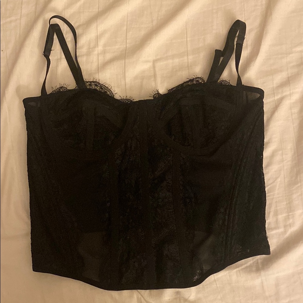 Black Lace Bustier Top